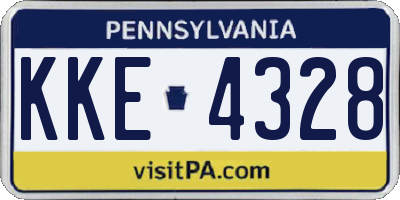 PA license plate KKE4328