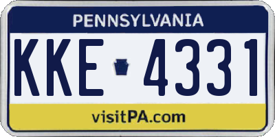 PA license plate KKE4331