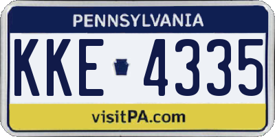 PA license plate KKE4335