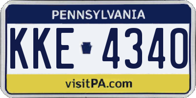 PA license plate KKE4340
