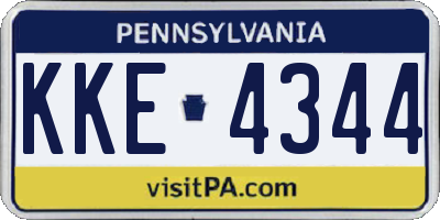 PA license plate KKE4344