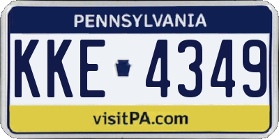 PA license plate KKE4349