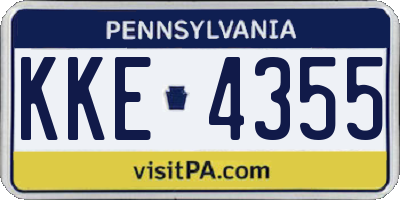 PA license plate KKE4355