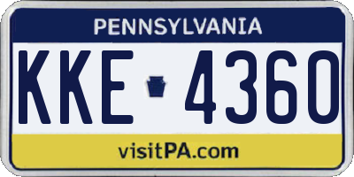PA license plate KKE4360