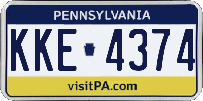 PA license plate KKE4374
