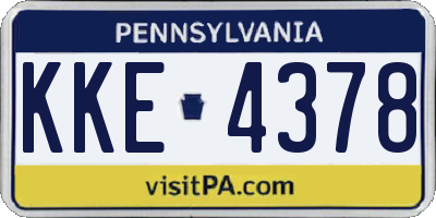 PA license plate KKE4378