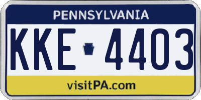PA license plate KKE4403