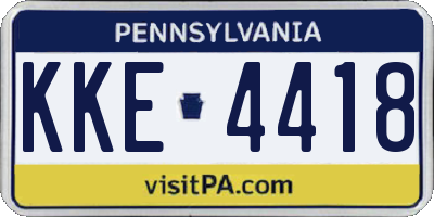 PA license plate KKE4418