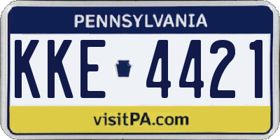 PA license plate KKE4421