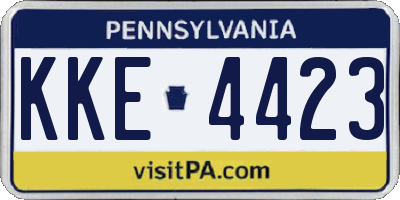 PA license plate KKE4423