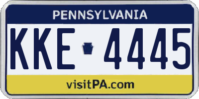 PA license plate KKE4445
