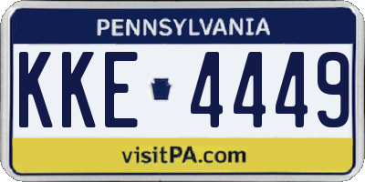 PA license plate KKE4449