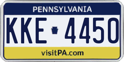 PA license plate KKE4450