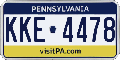 PA license plate KKE4478