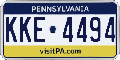PA license plate KKE4494