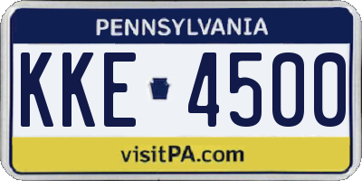 PA license plate KKE4500