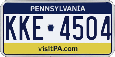 PA license plate KKE4504