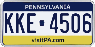 PA license plate KKE4506
