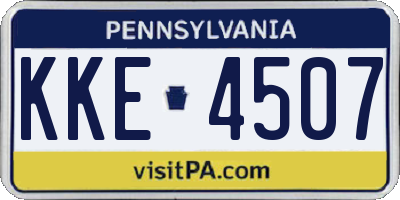 PA license plate KKE4507