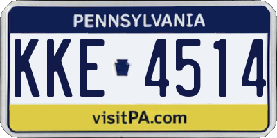 PA license plate KKE4514