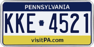 PA license plate KKE4521