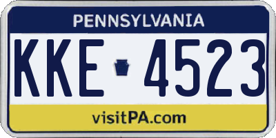 PA license plate KKE4523
