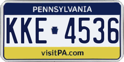 PA license plate KKE4536