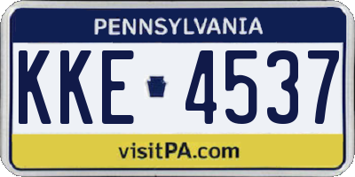 PA license plate KKE4537