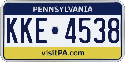 PA license plate KKE4538
