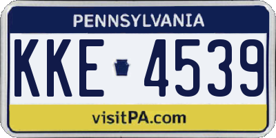 PA license plate KKE4539