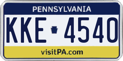 PA license plate KKE4540