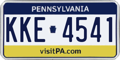 PA license plate KKE4541
