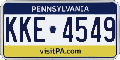 PA license plate KKE4549