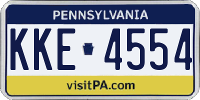 PA license plate KKE4554