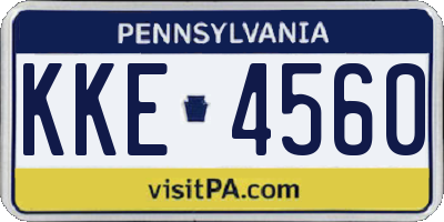 PA license plate KKE4560