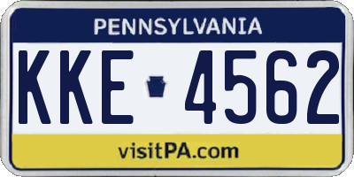 PA license plate KKE4562