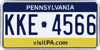 PA license plate KKE4566
