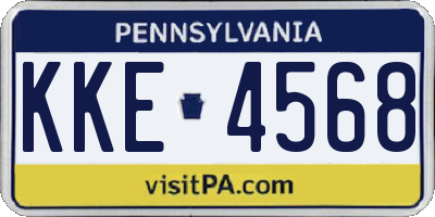 PA license plate KKE4568