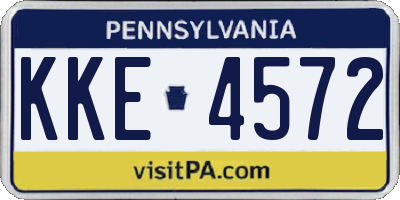 PA license plate KKE4572