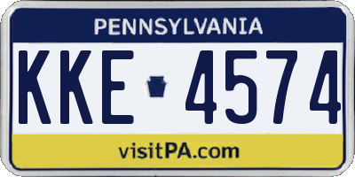 PA license plate KKE4574