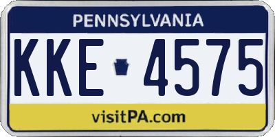 PA license plate KKE4575