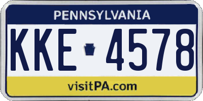 PA license plate KKE4578