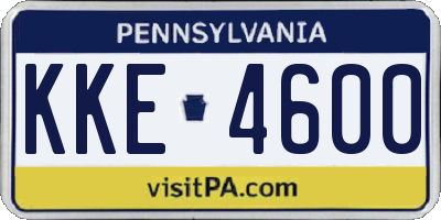 PA license plate KKE4600