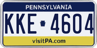 PA license plate KKE4604