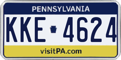 PA license plate KKE4624