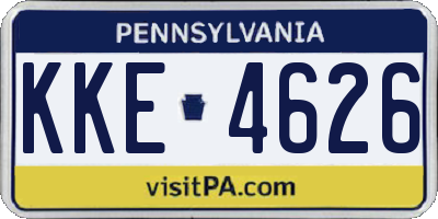 PA license plate KKE4626