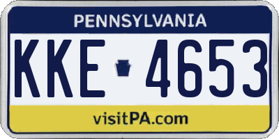 PA license plate KKE4653