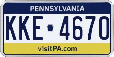 PA license plate KKE4670