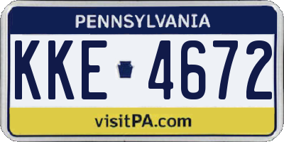 PA license plate KKE4672