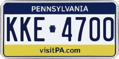 PA license plate KKE4700